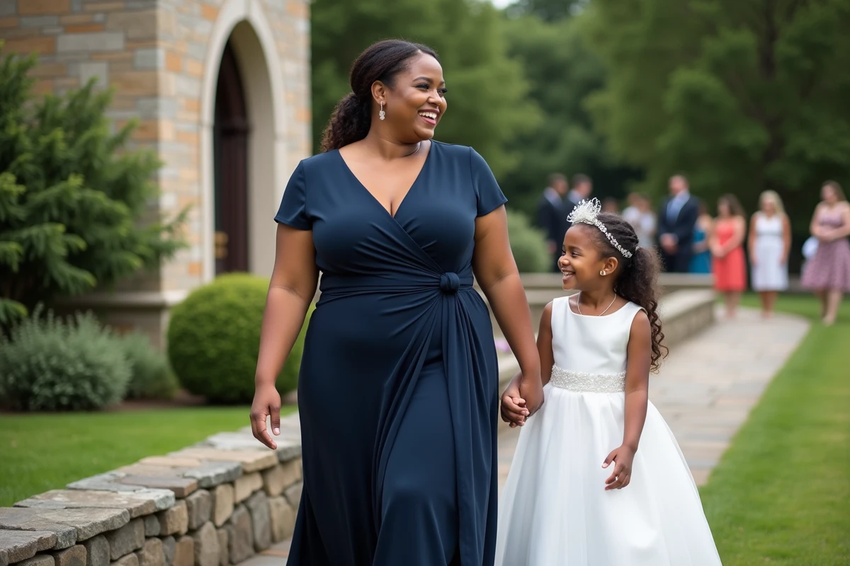 Femme souriante avec une fille lors d