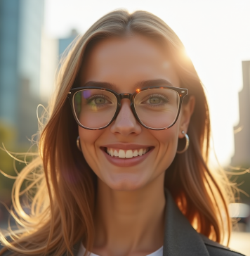 Femme élégante avec lunettes modernes en extérieur