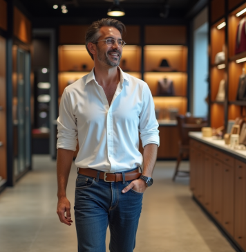 Marque Chaps : évolution et rebondissement significatifs en 2025 Homme élégant en boutique de mode urbaine