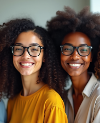 Quatre personnes avec lunettes adaptées à leur visage
