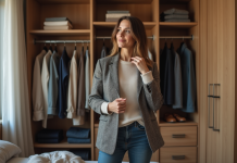 Garde-robe : revoir votre style vestimentaire en profondeur ! Femme stylée devant son dressing organisé en matinée